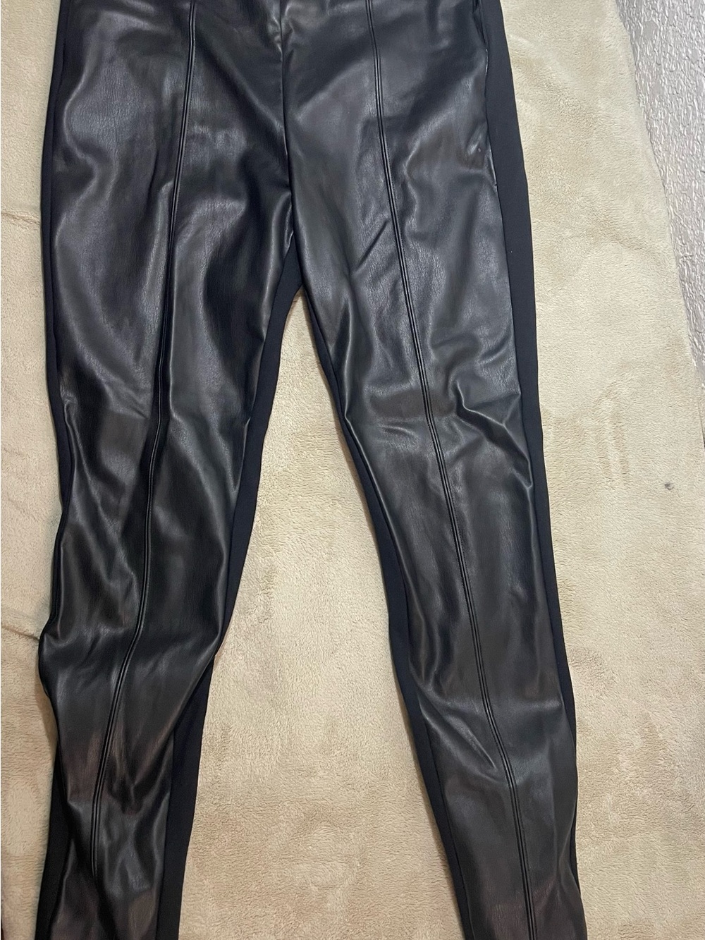 Ann Taylor Black Faux Leather Paneled women’s Pants